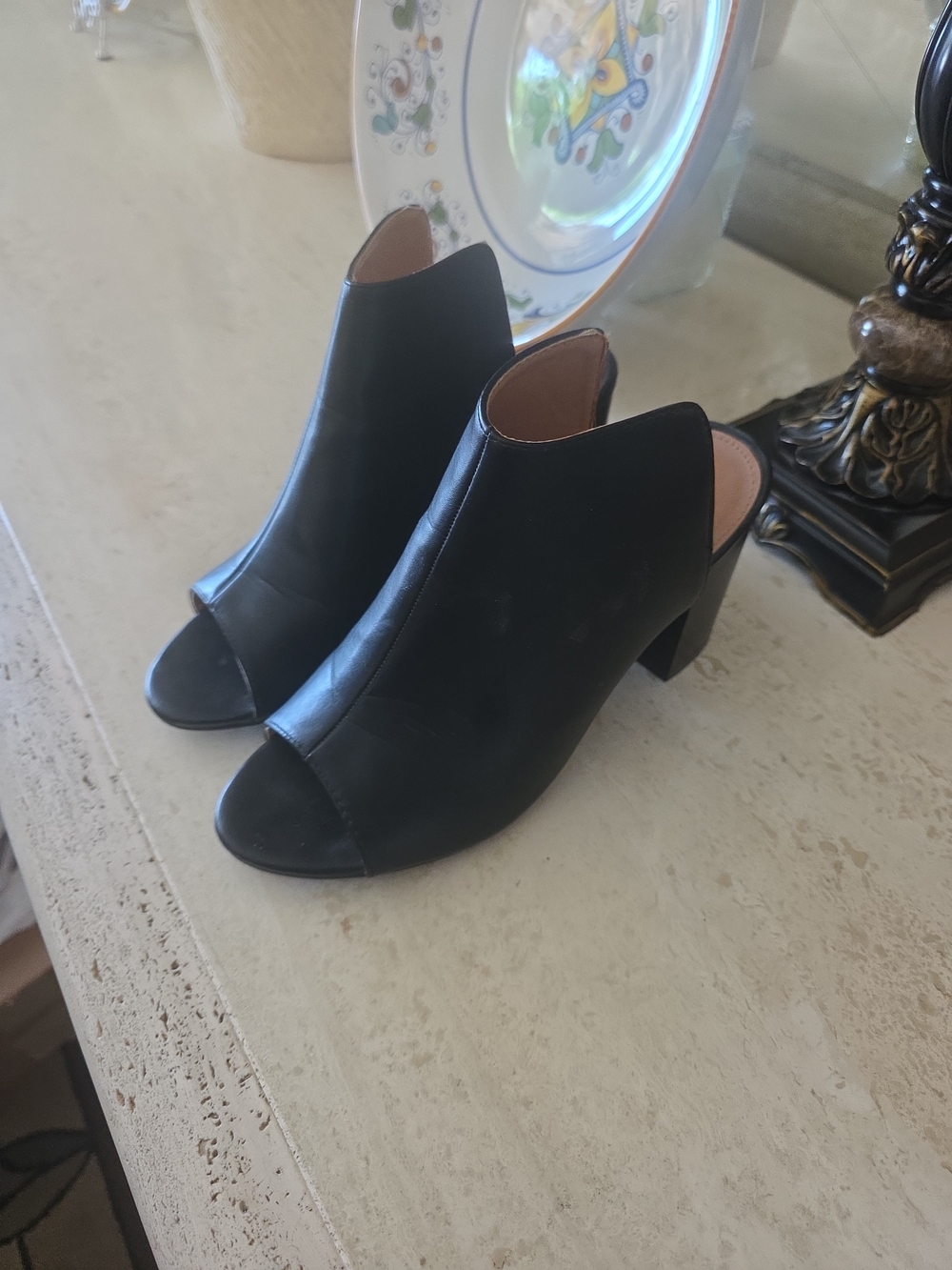Yoki Britta Black Open-Toe Block Heel Mules